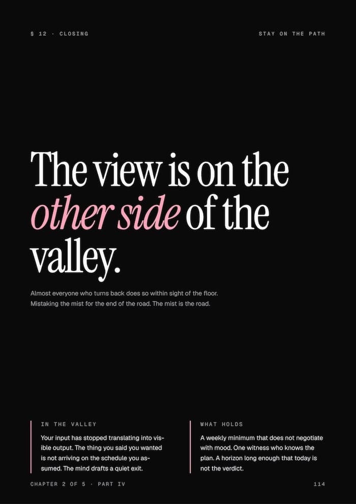 Quiet Architecture guide page — The view is on the other side of the valley